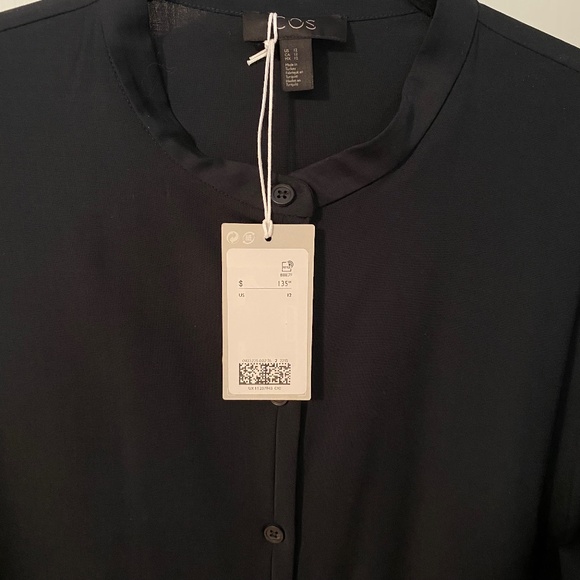 COS Blue and Black Buttoned Maxi Dress with Mandarin Collar - Picture 2 of 7